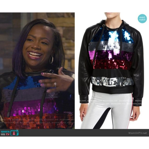 💥HOT ITEM💥 Palale Color Block Sequin and Leather Hoodie - Picture 13 of 14